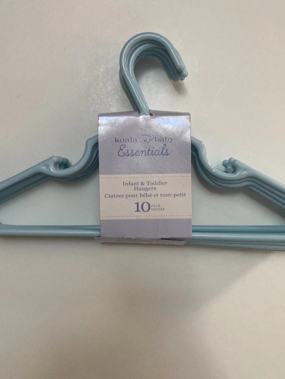 NIB Koala Baby Essentials Infant & Toddler Hangers 10 Pack, Baby Blue